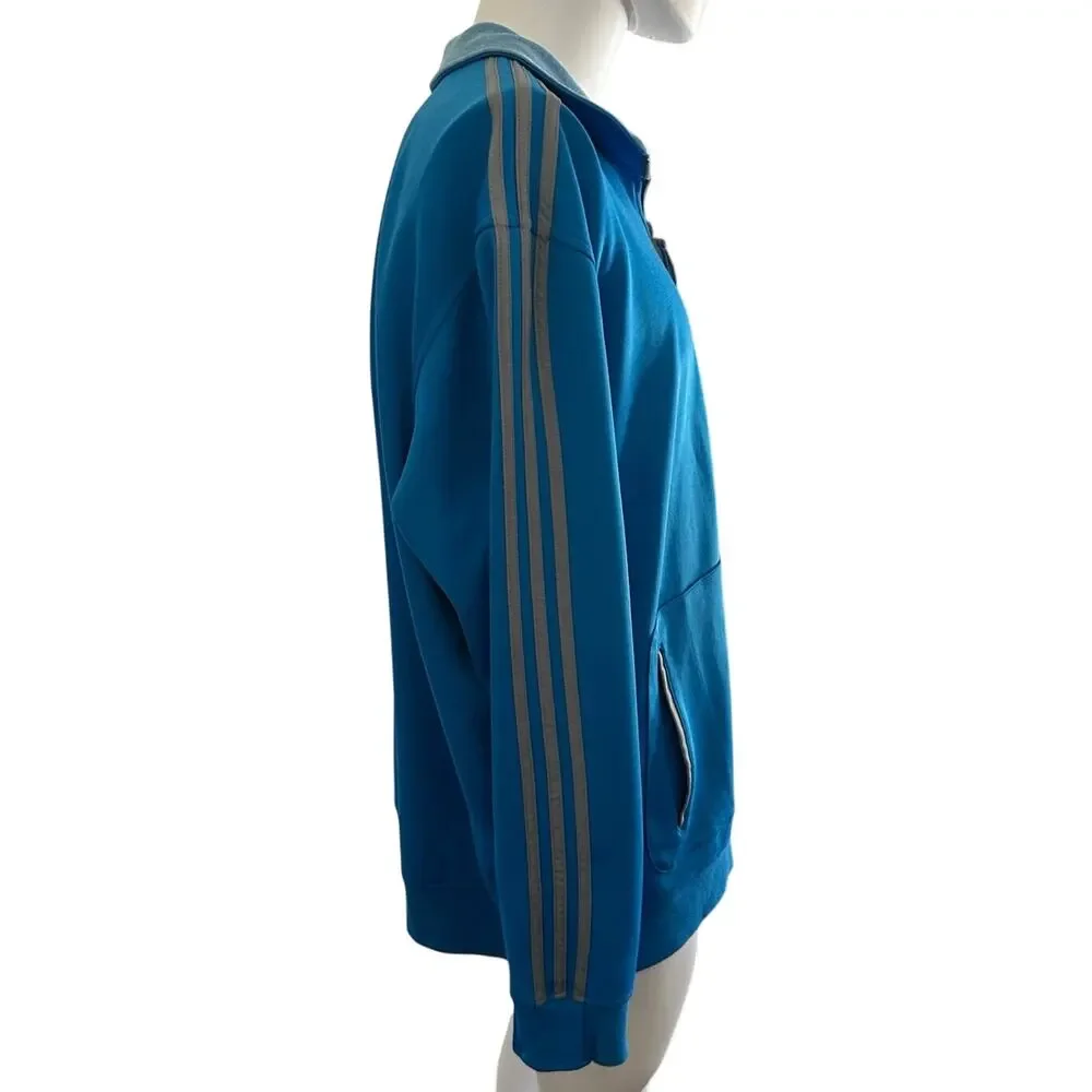 Adidas -Men’s Signature Blue w/Gray Stripes Full Zip Track Jacket- Size XXL